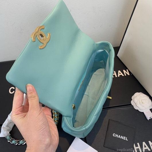 Chanel As1160 Chanel 19 Handbag Flap Lambskin Azure Blue