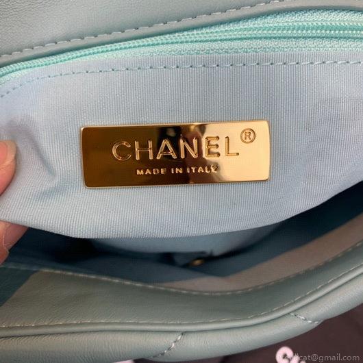 Chanel As1160 Chanel 19 Handbag Flap Lambskin Azure Blue