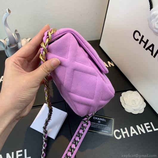 Chanel As1160 Chanel 19 Handbag Flap Shoulder Velvet Pink