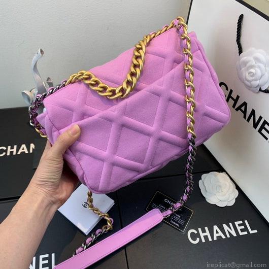 Chanel As1160 Chanel 19 Handbag Flap Shoulder Velvet Rose Red