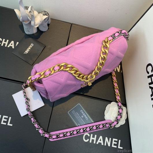 Chanel As1160 Chanel 19 Handbag Flap Shoulder Velvet Rose Red