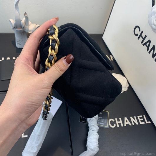 Chanel As1160 Chanel 19 Handbag Flap Shoulder Velvet Black