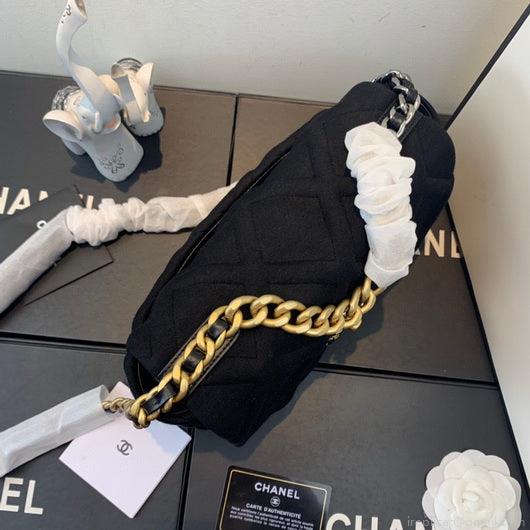 Chanel As1160 Chanel 19 Handbag Flap Shoulder Velvet Black