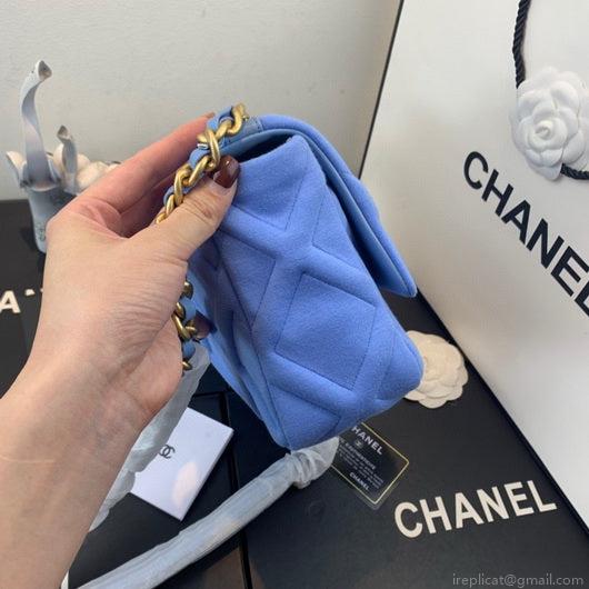 Chanel As1160 Chanel 19 Handbag Flap Shoulder Velvet Blue