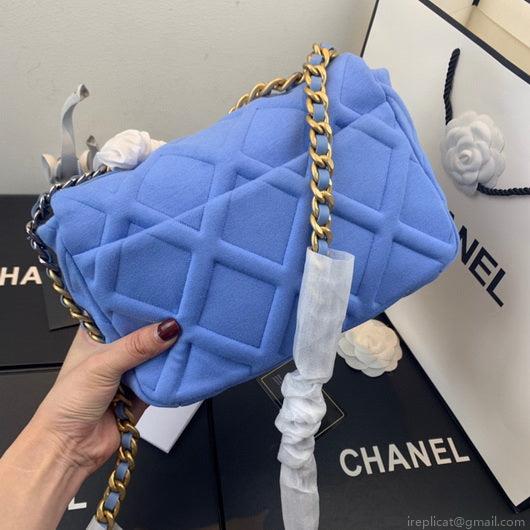 Chanel As1160 Chanel 19 Handbag Flap Shoulder Velvet Blue