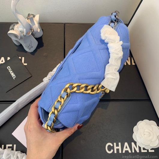 Chanel As1160 Chanel 19 Handbag Flap Shoulder Velvet Blue
