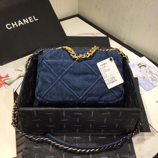 Chanel As1160 Chanel 19 Handbag Flap Shoulder Denim Blue