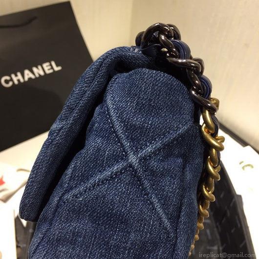 Chanel As1160 Chanel 19 Handbag Flap Shoulder Denim Blue