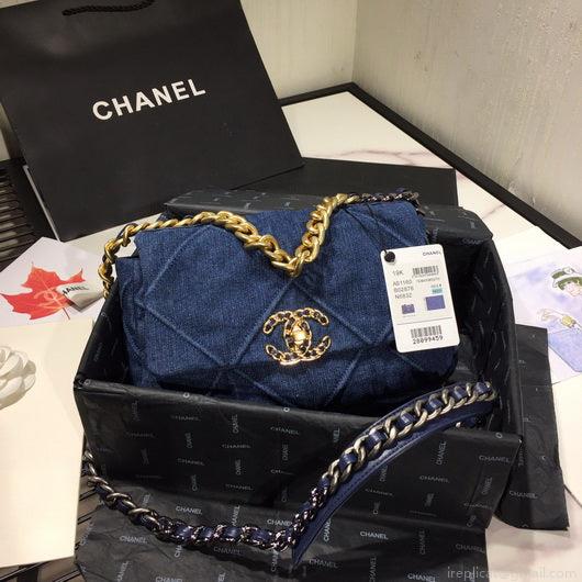 Chanel As1160 Chanel 19 Handbag Flap Shoulder Denim Blue