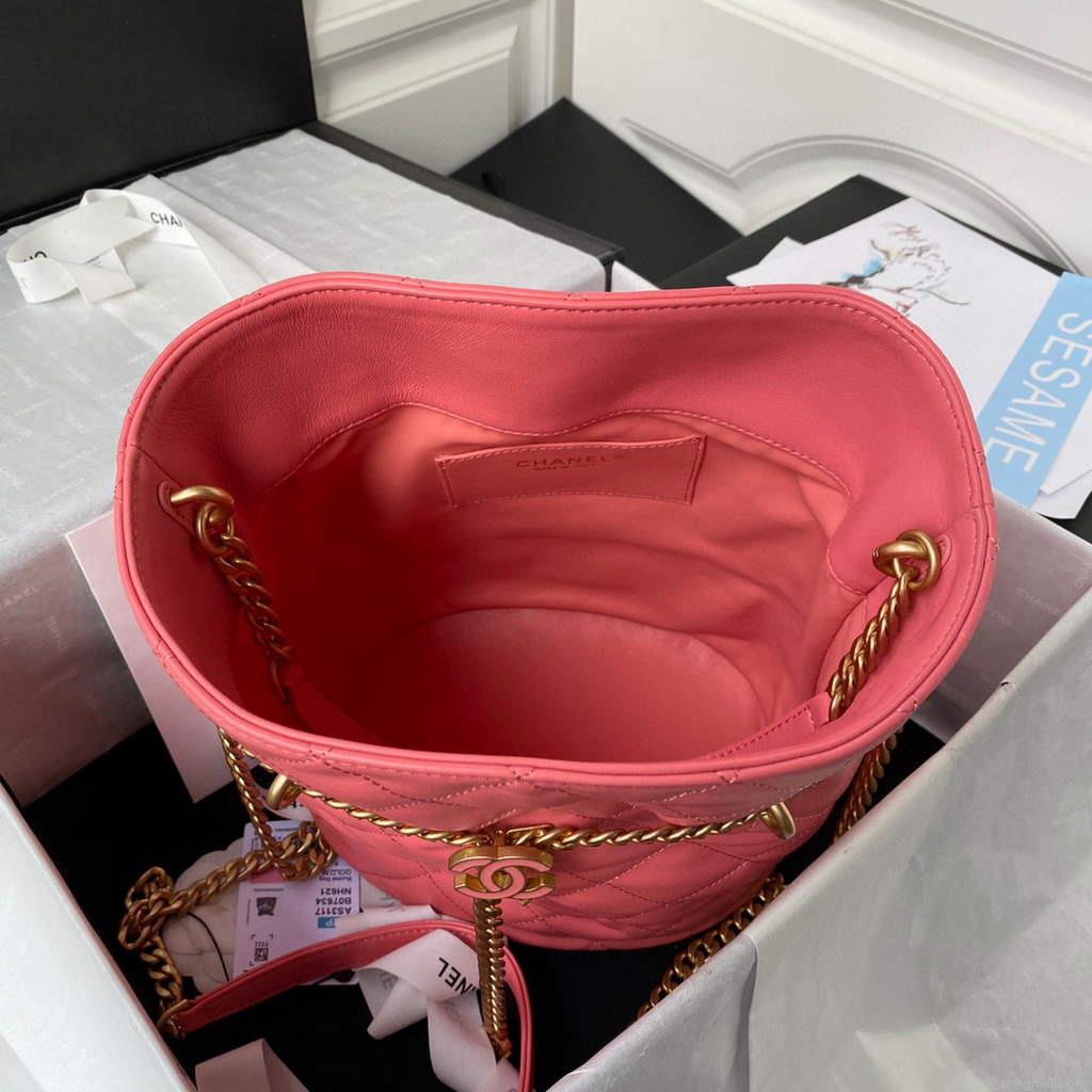 Chanel AS3117 Bucket Bag Lambskin Pink