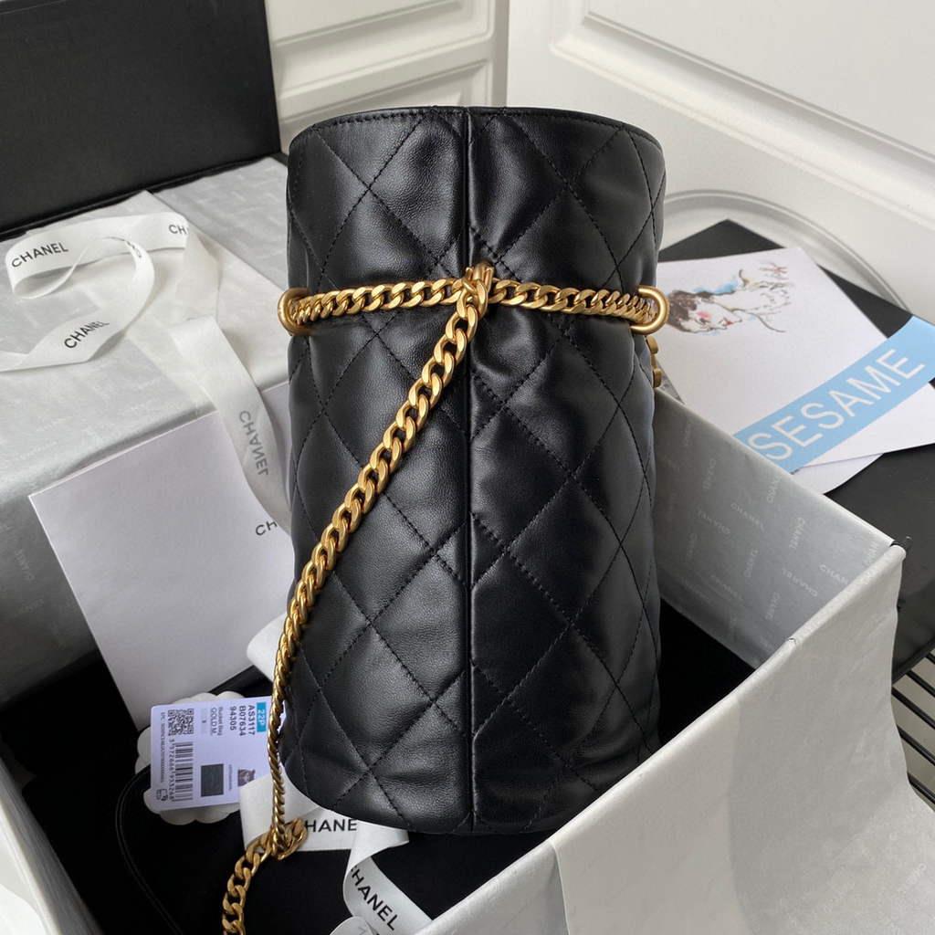 Chanel AS3117 Bucket Bag Lambskin Black