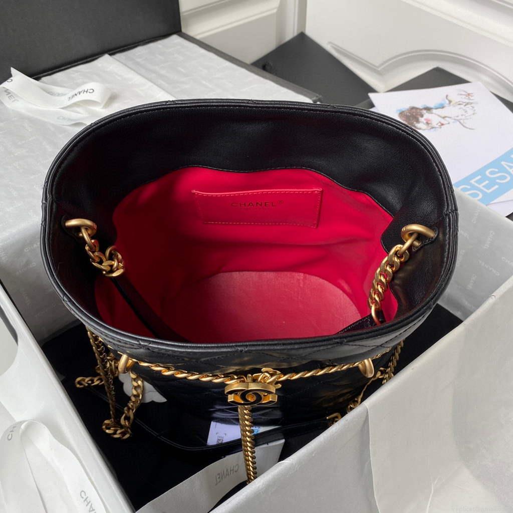 Chanel AS3117 Bucket Bag Lambskin Black