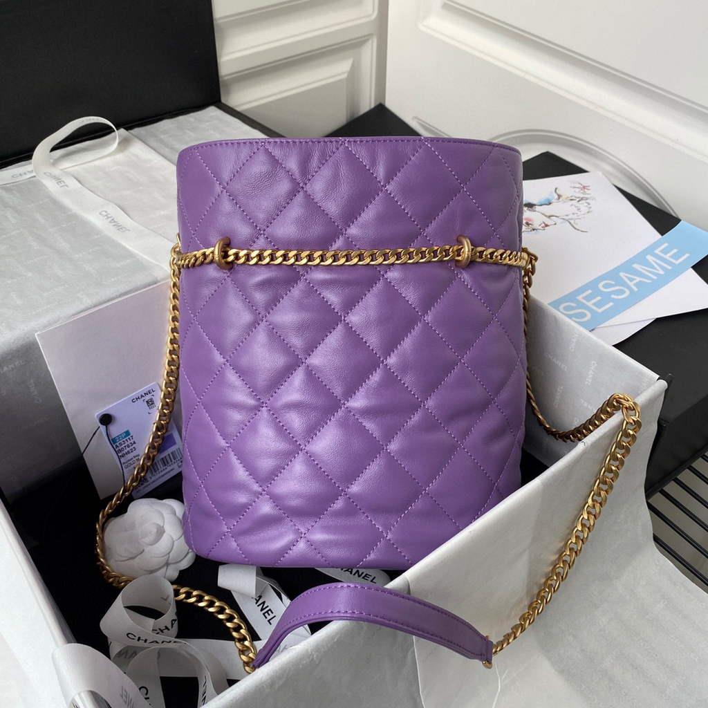 Chanel AS3117 Bucket Bag Lambskin Purple