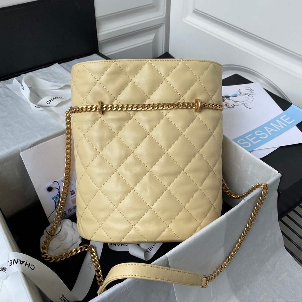Chanel AS3117 Bucket Bag Lambskin Yellow