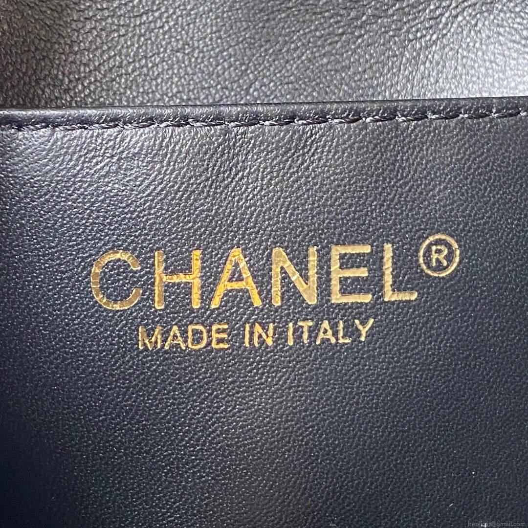 Chanel Small Hobo Bag Lambskin Gold AS3223 Black