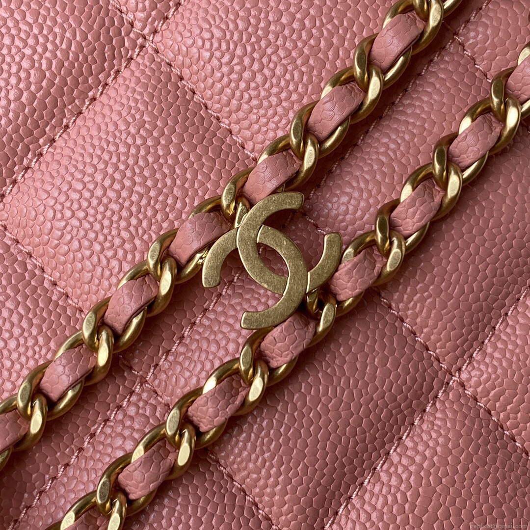 Chanel Small Hobo Bag Grained Calfskin Gold AS3223 Pink