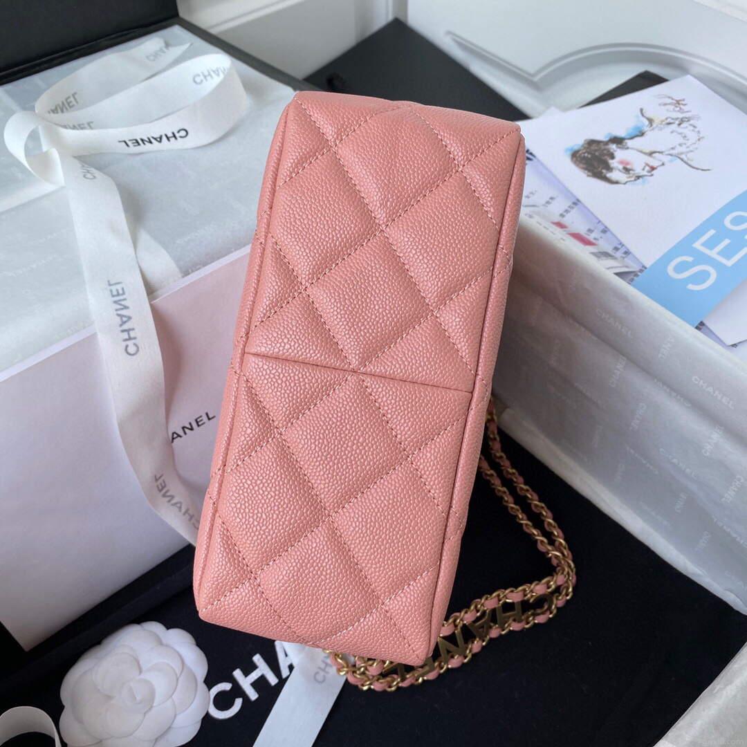 Chanel Small Hobo Bag Grained Calfskin Gold AS3223 Pink