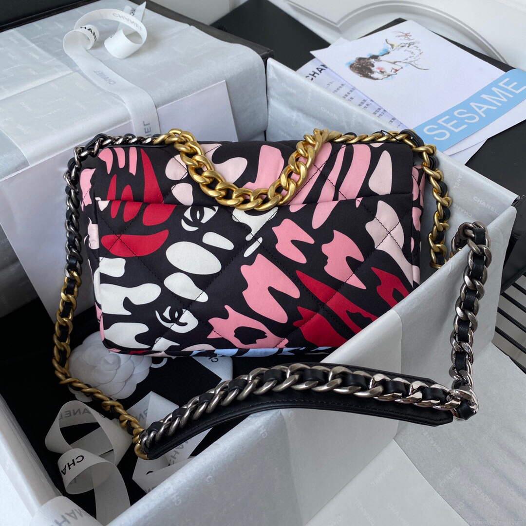 Chanel As1160 Chanel 19 Handbag Flap Colorful Print Vintage gold