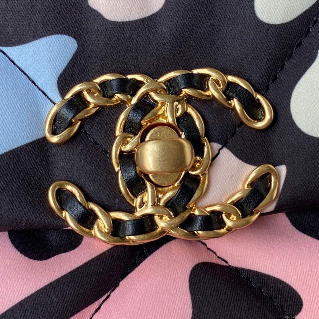 Chanel As1160 Chanel 19 Handbag Flap Colorful Print Vintage gold