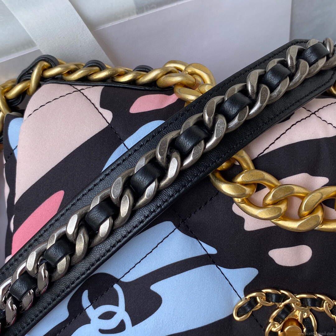 Chanel As1160 Chanel 19 Handbag Flap Colorful Print Vintage gold