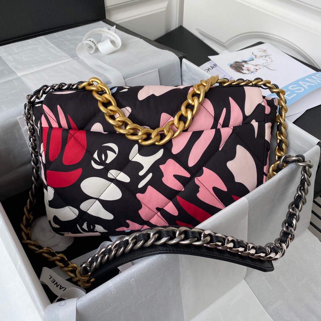 Chanel As1161 Large Chanel 19 Handbag Flap Colorful Print Vintage gold