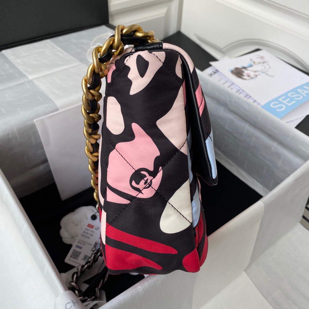 Chanel As1161 Large Chanel 19 Handbag Flap Colorful Print Vintage gold