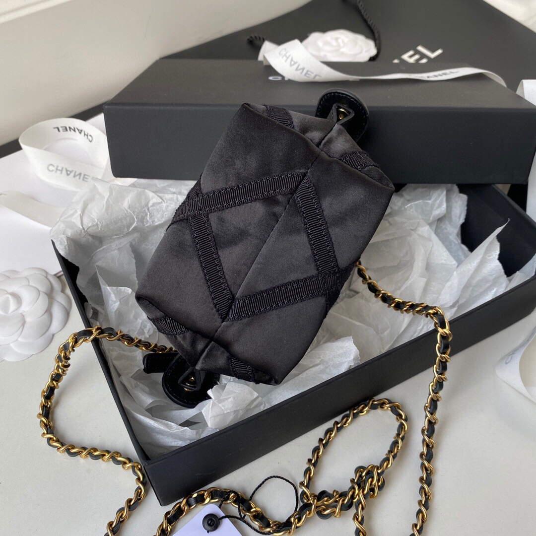 Chanel AP2669 Clutch with Chain Nylon Gros Grain Gold Black