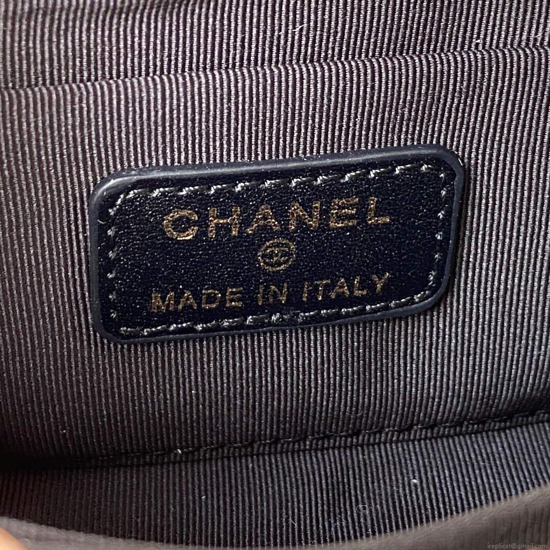 Chanel AP2669 Clutch with Chain Nylon Gros Grain Gold Black