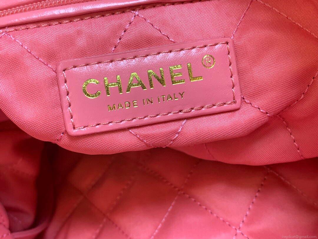 Chanel 22 Small Handbag Shiny Calfskin AS3260 Pink Gold