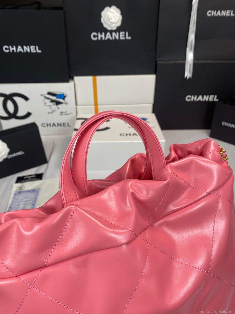 Chanel 22 Backpack Shiny Calfskin AS3313 Pink Gold