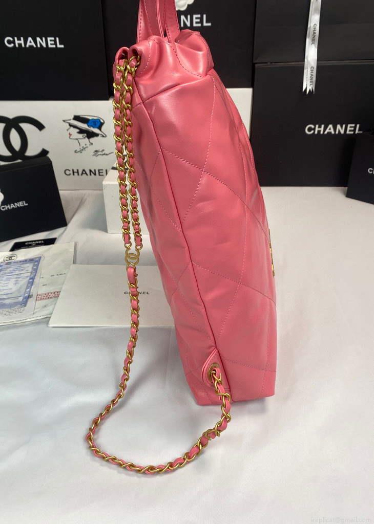 Chanel 22 Backpack Shiny Calfskin AS3313 Pink Gold