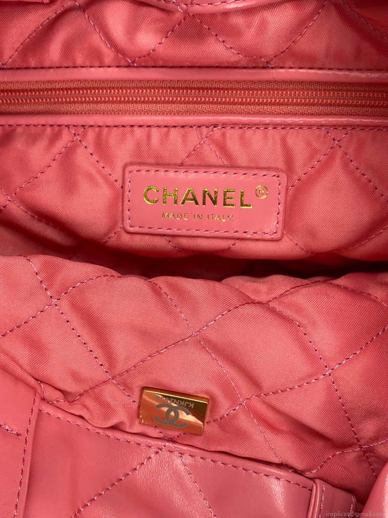 Chanel 22 Backpack Shiny Calfskin AS3313 Pink Gold