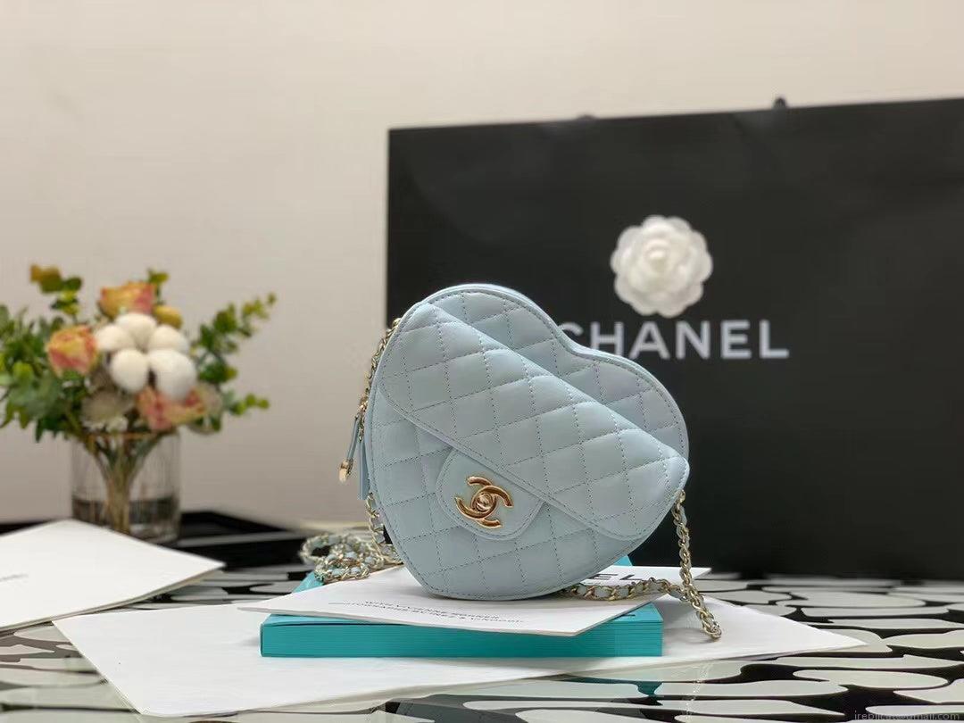 Chanel AS3191 Large Heart Bag Lambskin Light Blue