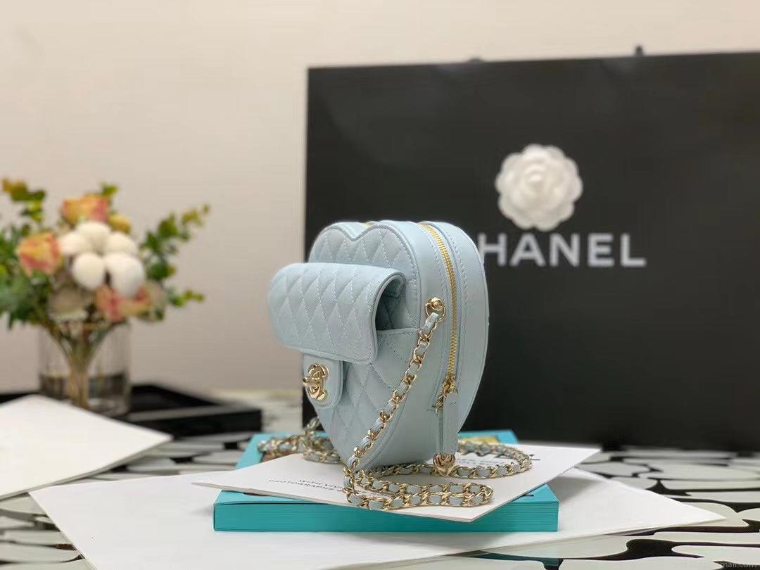 Chanel AS3191 Large Heart Bag Lambskin Light Blue