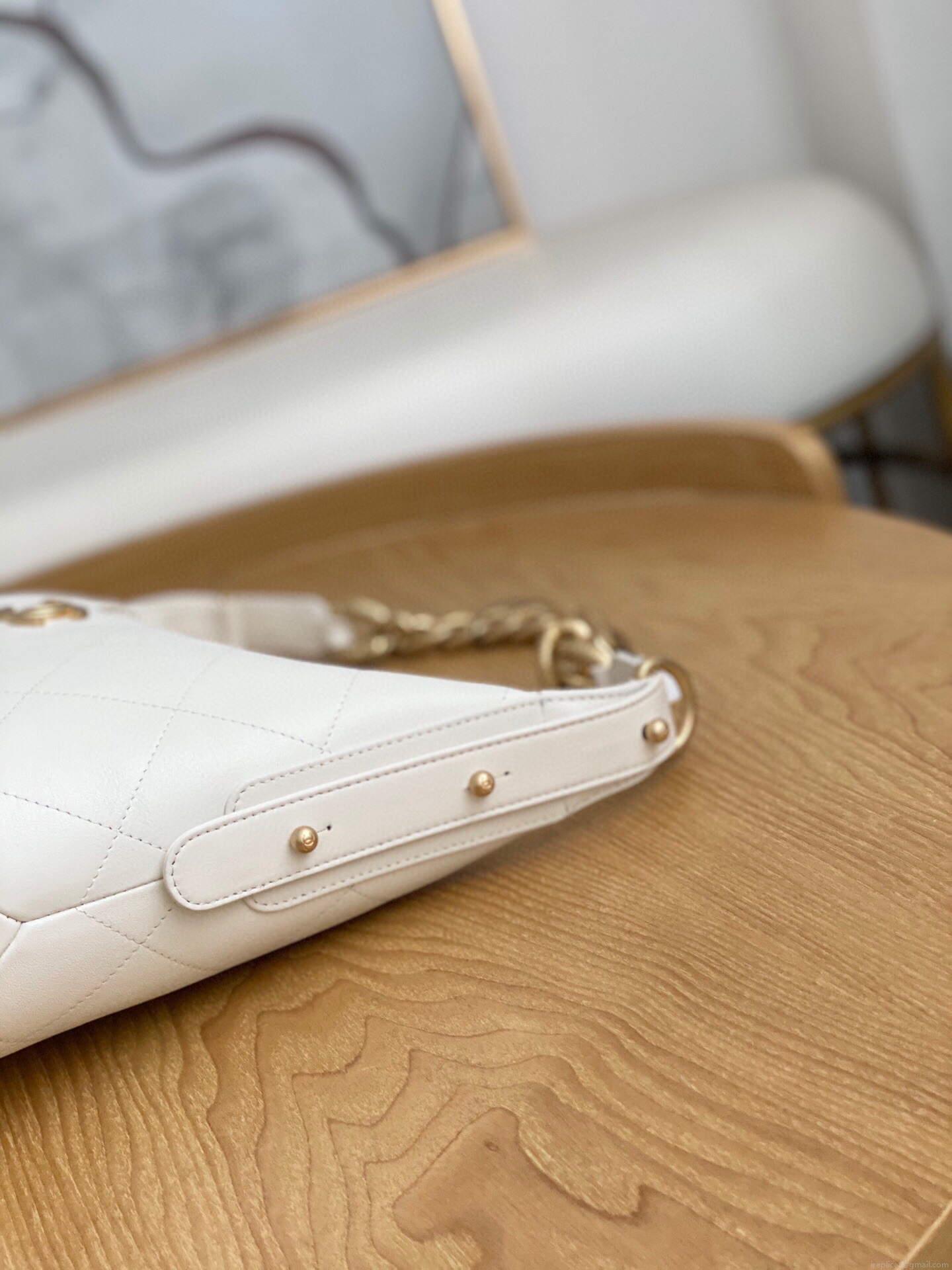 Chanel AS2910 Hobo Handbag Calfskin White Gold