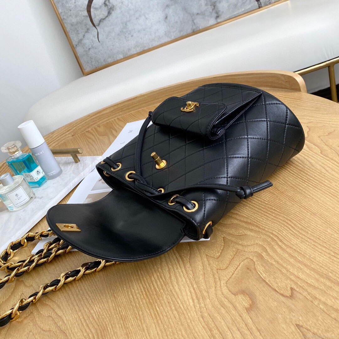 Chanel A88792 Backpack Calfskin Black Gold