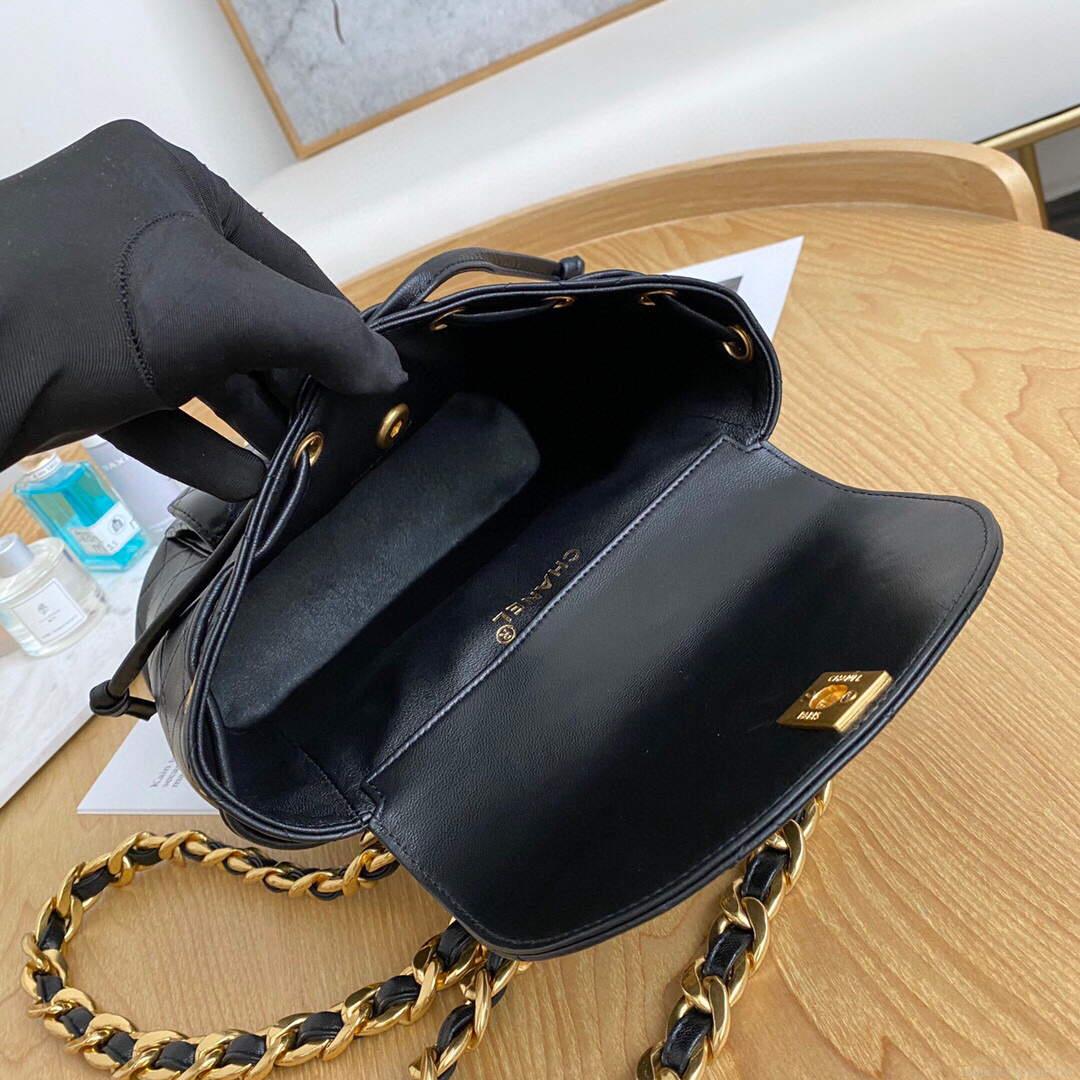 Chanel A88792 Backpack Calfskin Black Gold