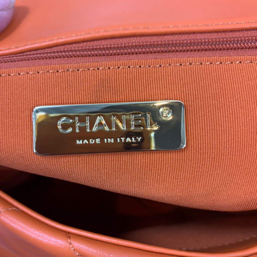 Chanel 19 Maxi Handbag Lambskin Gold AS1162 Orange
