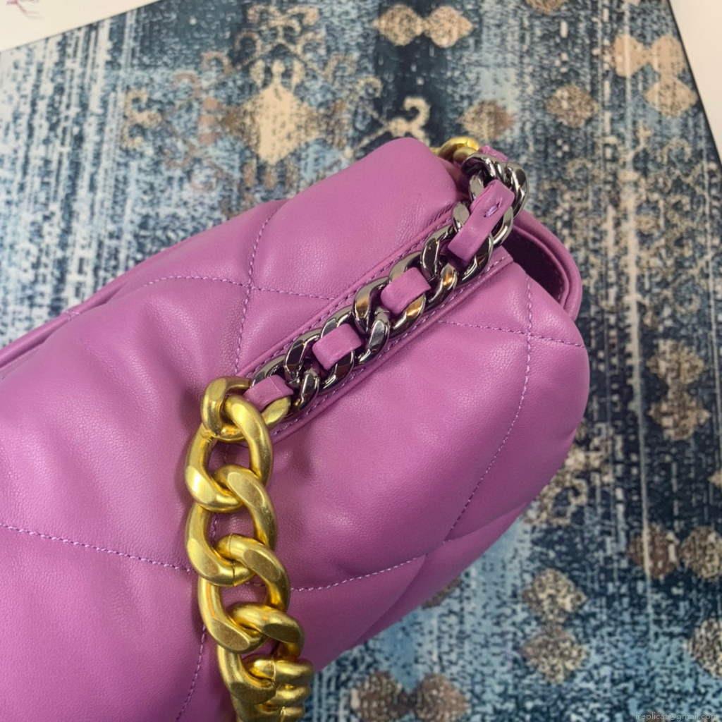Chanel 19 Maxi Handbag Lambskin Gold AS1162 Purple