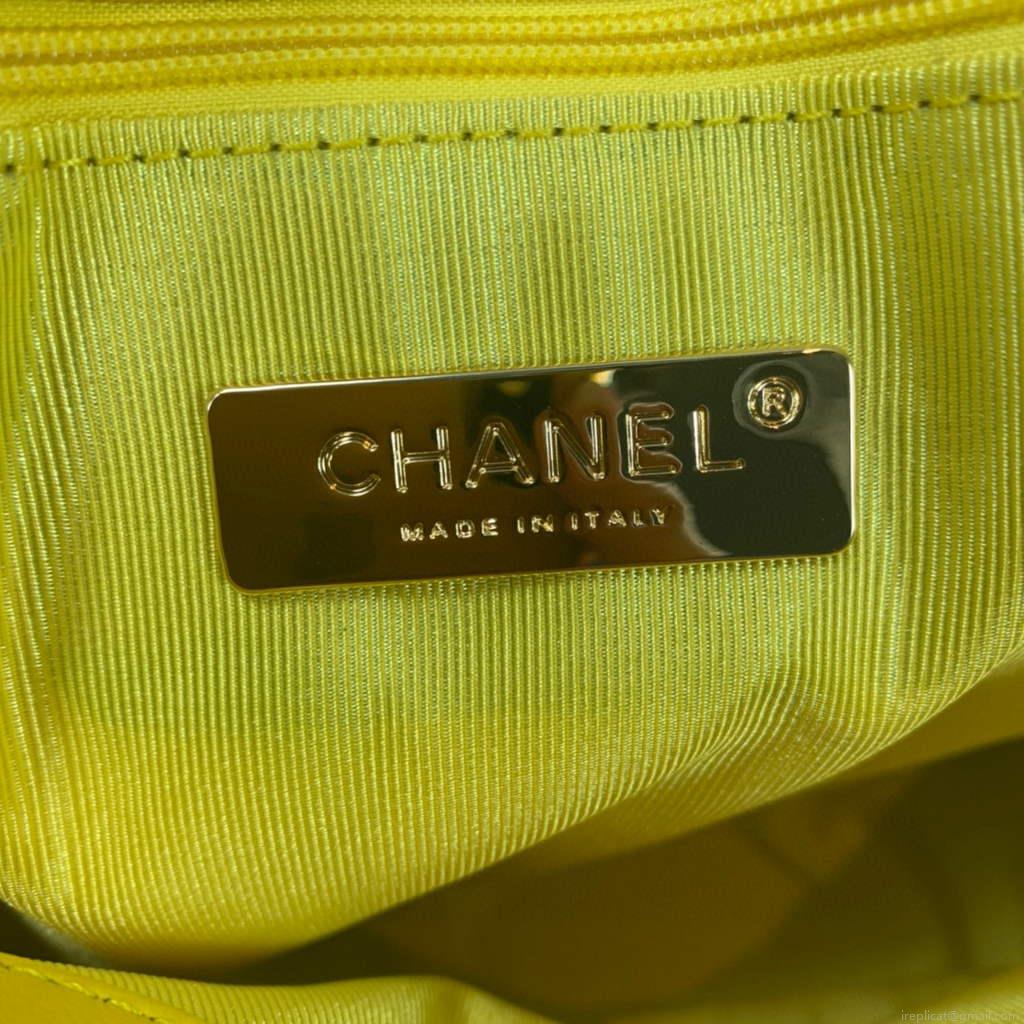 Chanel 19 Maxi Handbag Lambskin Gold AS1162 Yellow