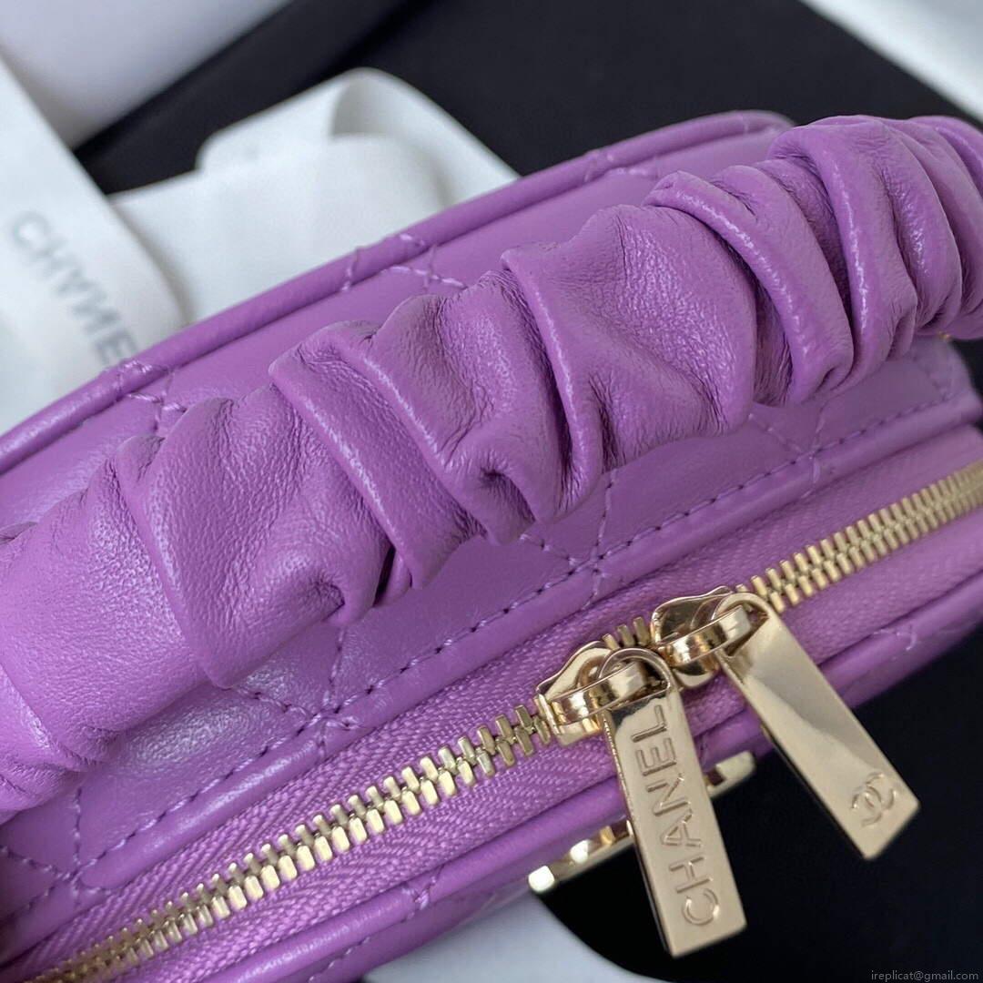 Chanel Vanity Case Shiny Lambskin Gold AP2731 Purple