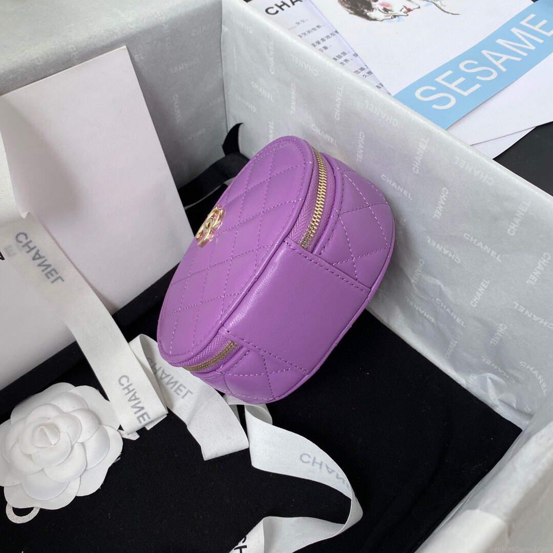 Chanel Vanity Case Shiny Lambskin Gold AP2731 Purple