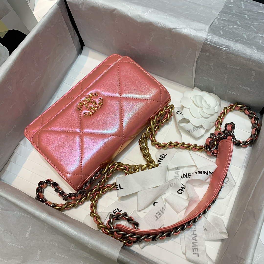 Chanel A86092 WOC 19 Chain Wallet Bag Lambskin Pink