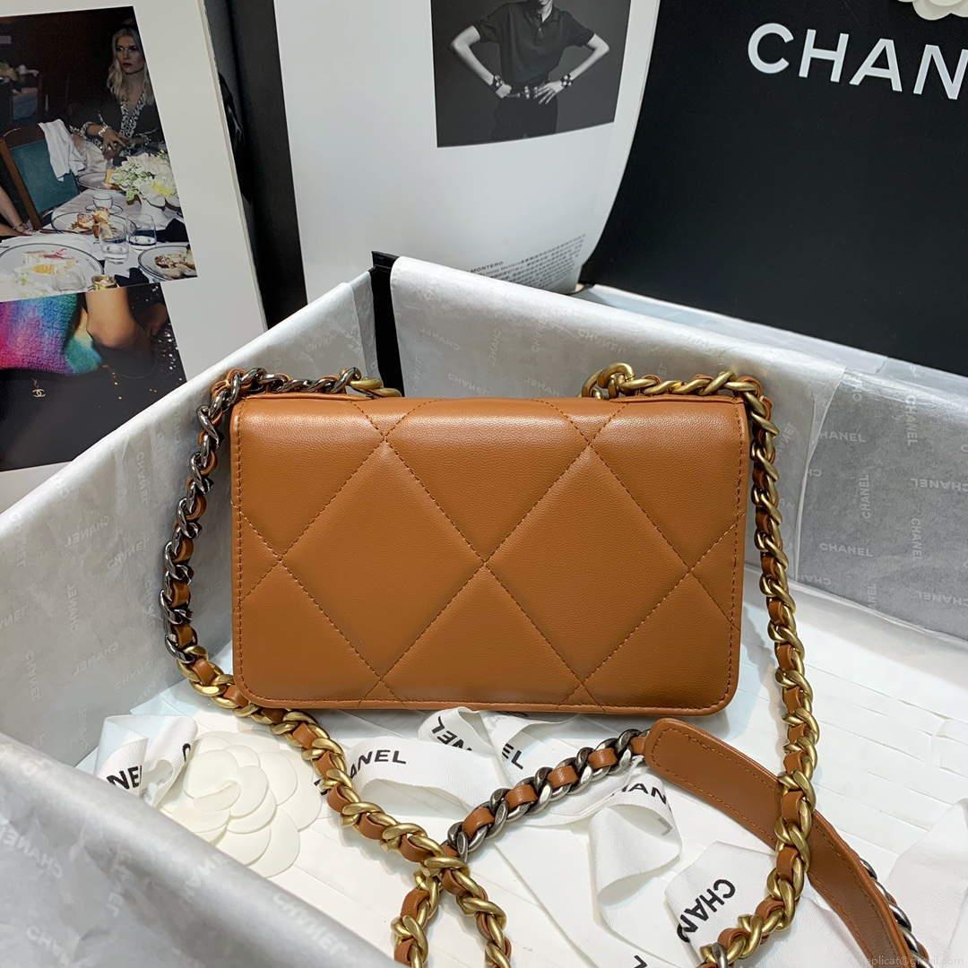 Chanel A86092 WOC 19 Chain Wallet Bag Lambskin Brown