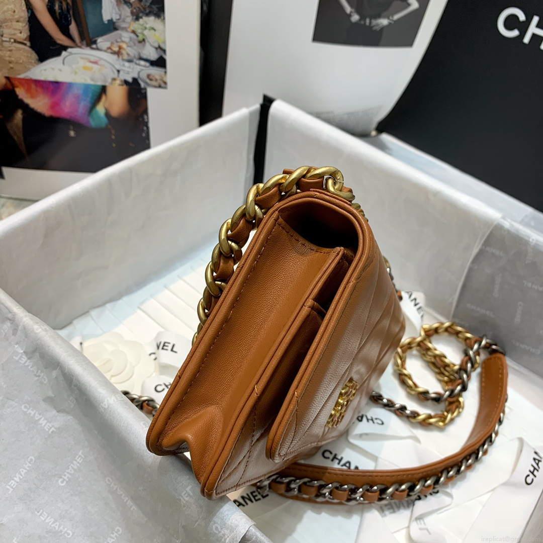 Chanel A86092 WOC 19 Chain Wallet Bag Lambskin Brown