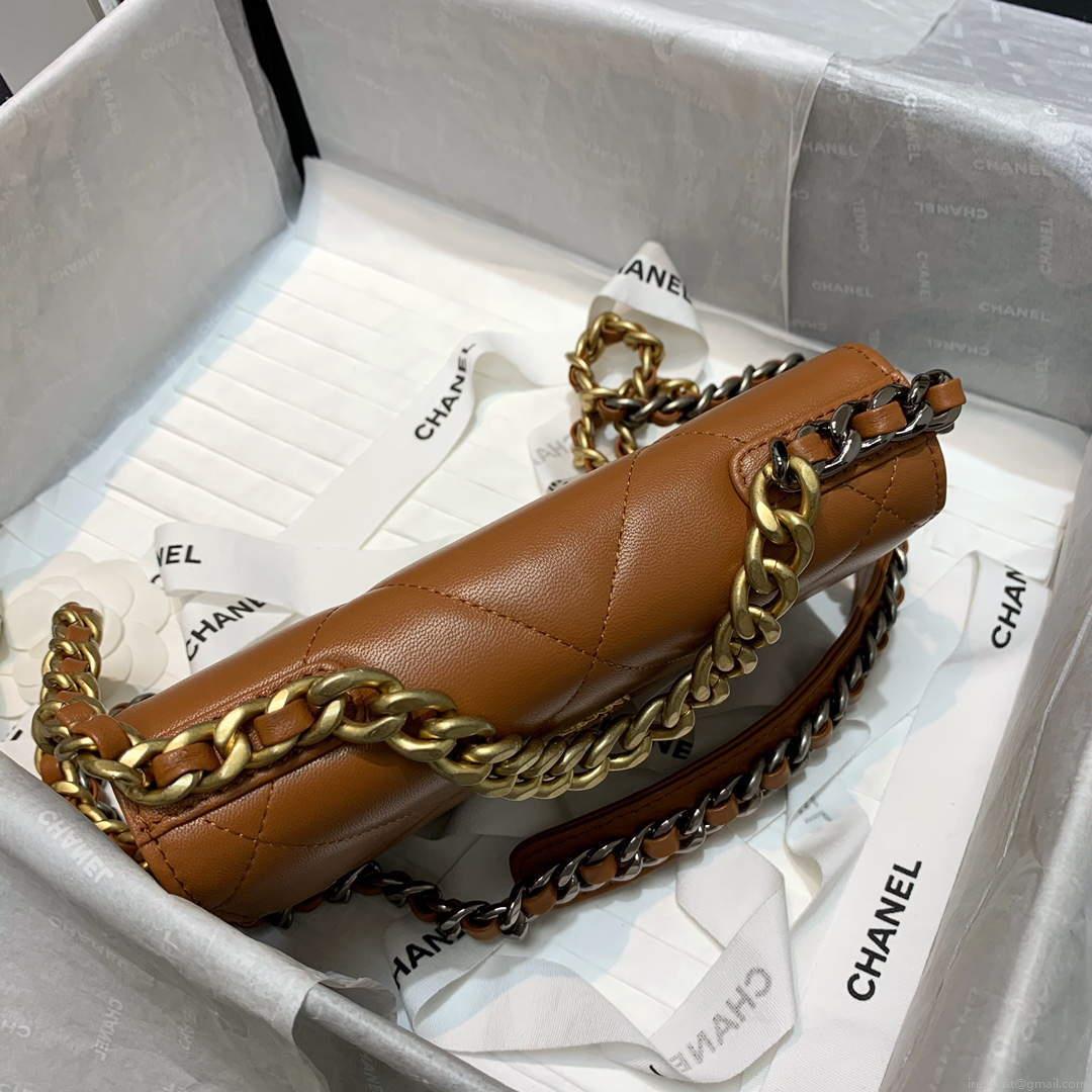 Chanel A86092 WOC 19 Chain Wallet Bag Lambskin Brown