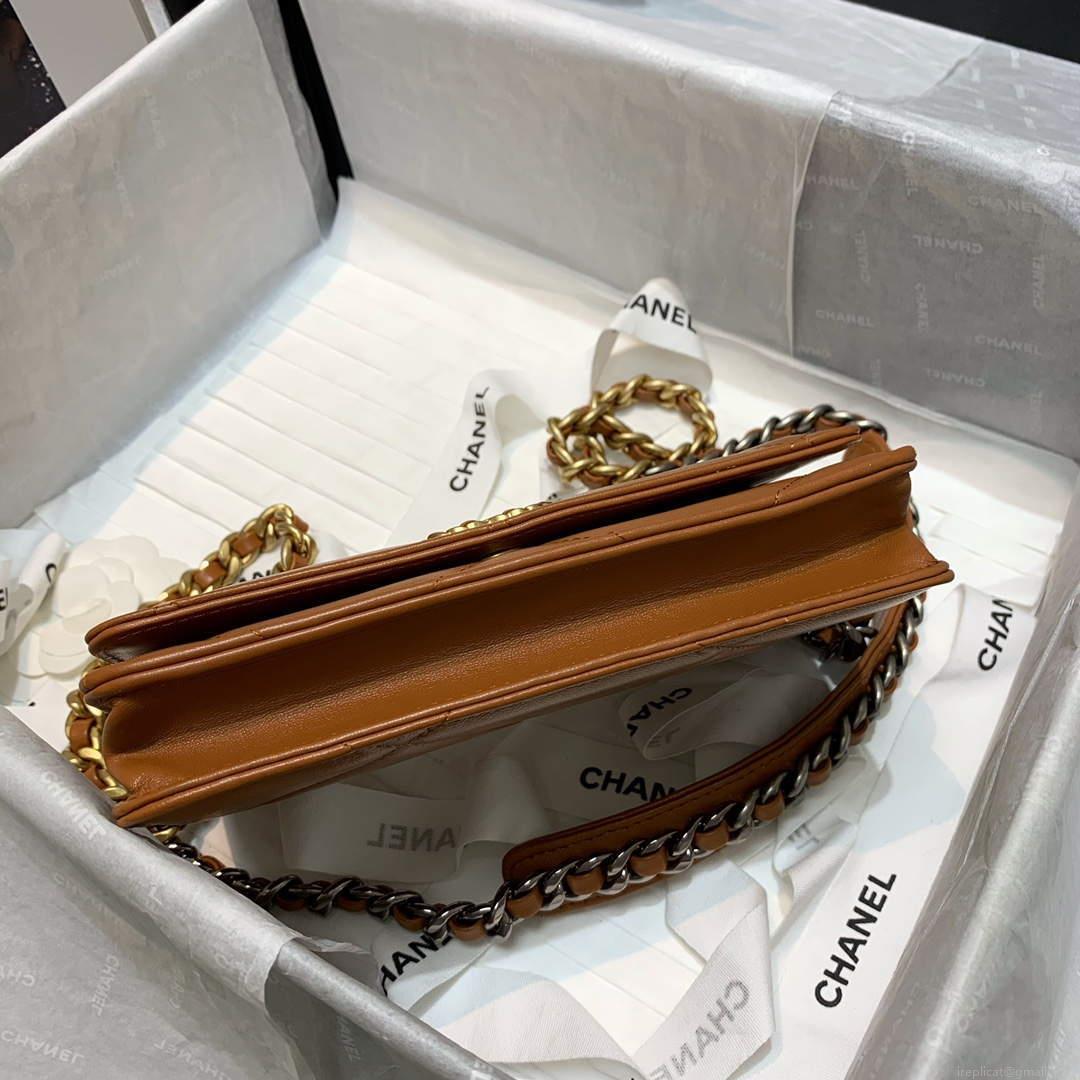 Chanel A86092 WOC 19 Chain Wallet Bag Lambskin Brown