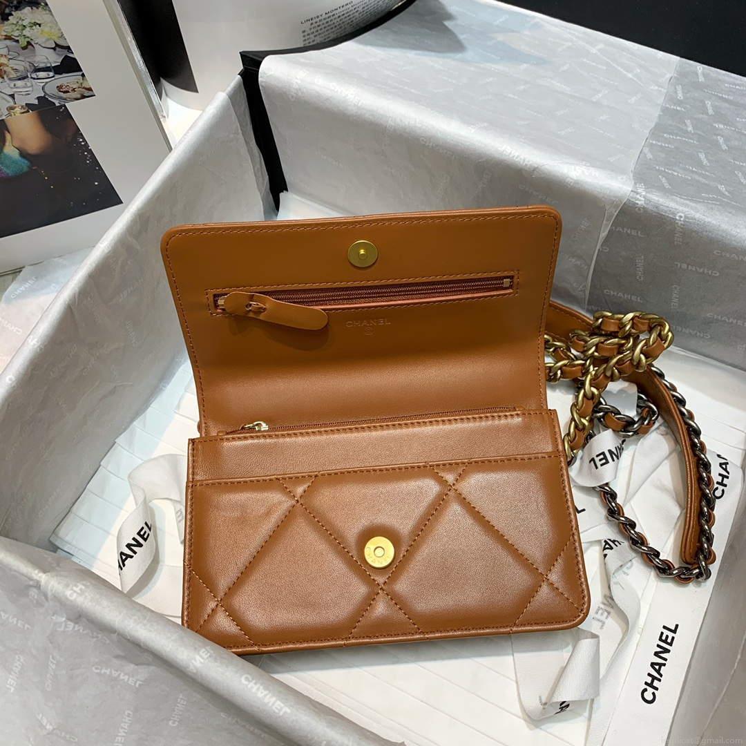 Chanel A86092 WOC 19 Chain Wallet Bag Lambskin Brown