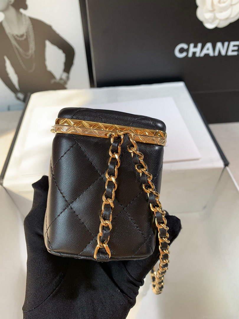 Chanel AP2717 Small Vanity With Chain Lambskin Gold Black