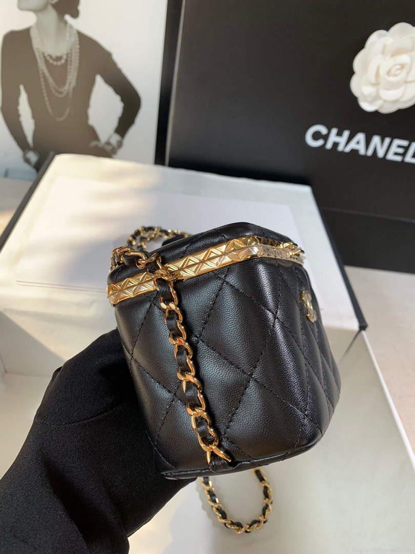 Chanel AP2717 Small Vanity With Chain Lambskin Gold Black